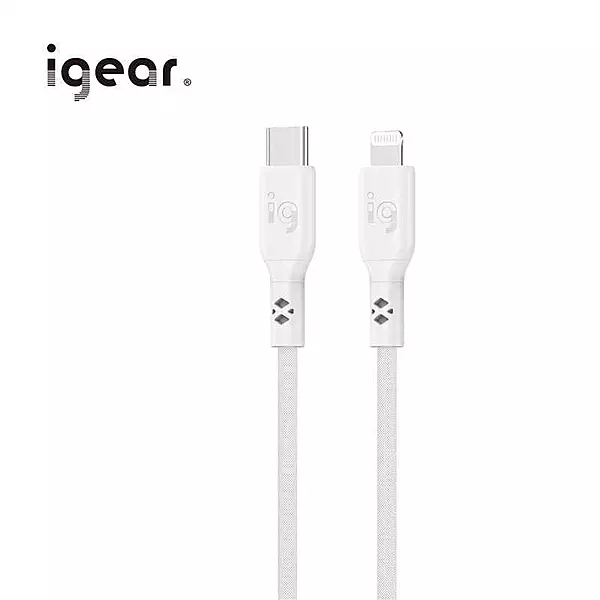 iGear Lightning to USB C 1M 60W PVC Silicone Cable - White