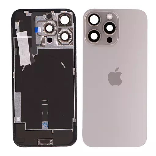 Apple iPhone 16 Pro Max - Back,Rear Cover Glass Panel - Natural Titanium - Original Pull - Reclaimed (Grade A)