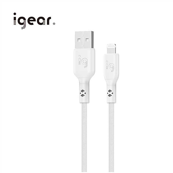 iGear Lightning 2M 60W Nylon Braided Cable - White