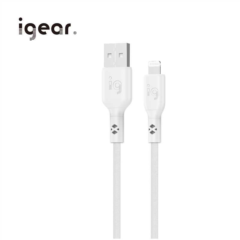 iGear Lightning 2M 60W Nylon Braided Cable - White