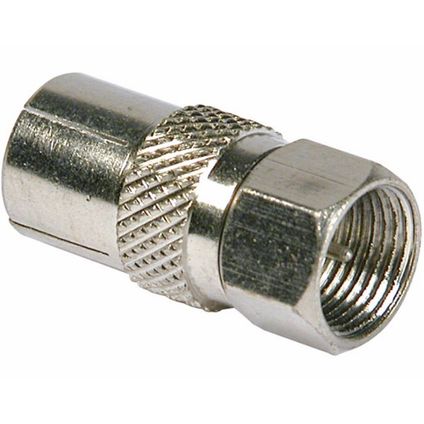 Nickel Plated F Plus to Coax Socket Adaptor