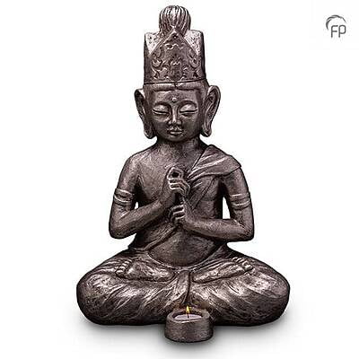 Keramische urn zilver Boeddha Keramische urn zilver Boeddha