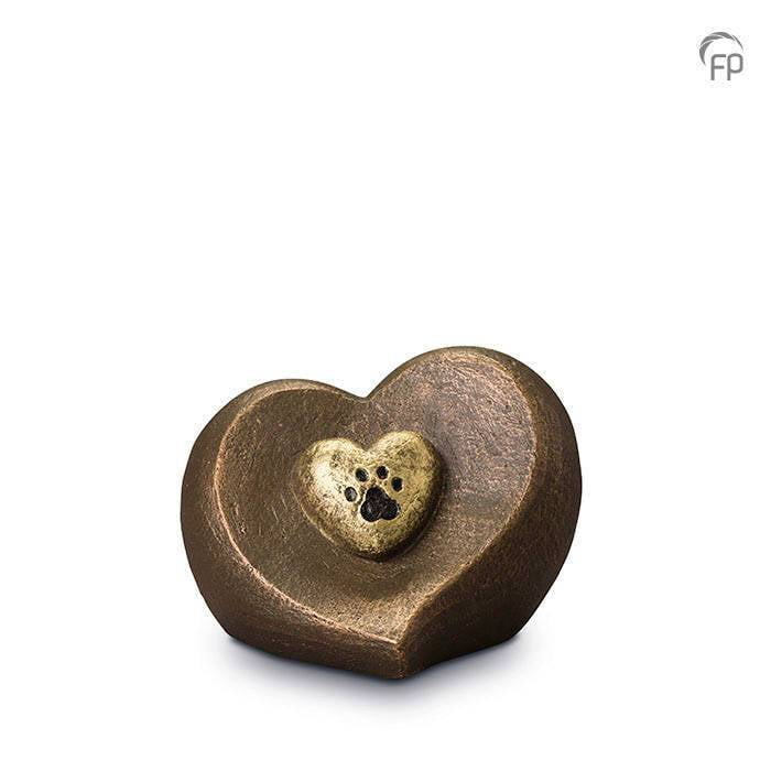 Keramische dierenurn brons hart Keramische dierenurn brons hart