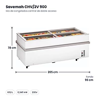 Isla de congelados central de doble acceso Savemah CHV/2V 900 – medidas