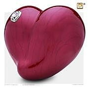 Grote LoveHeart Urn Rood Gemarmerd met Swarovski
