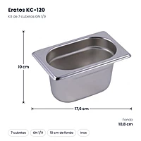 Kit de 7 cubetas inox GN 1/9 de 10 cm de fondo Eratos KC-120 – medidas