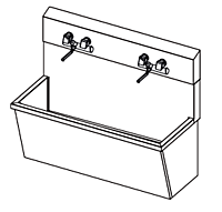 N062 - lavabo chirurgico temporizzato 2 post. dim. 1300x580x1090 mm