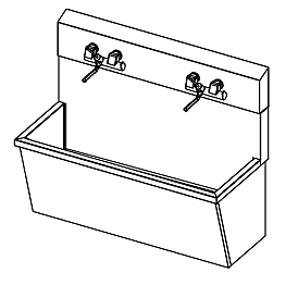 N062 - lavabo chirurgico temporizzato 2 post. dim. 1300x580x1090 mm