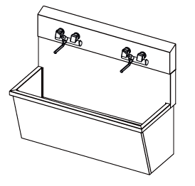 N062 - lavabo chirurgico temporizzato 2 post. dim. 1300x580x1090 mm