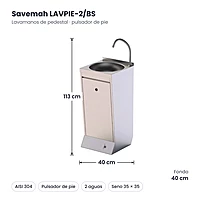 Medidas Savemah LAVPIE-2/BS: 40 x 40 x 113 cm