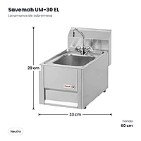 Lavamanos de sobremesa Serie 600 Savemah UM-30 EL – medidas