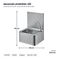 Medidas Savemah LAVMURAL-2/S: 40 x 33.5 x 55 cm