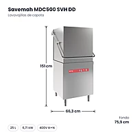 Lavavajillas de capota Savemah MDC500 SVH DD – medidas