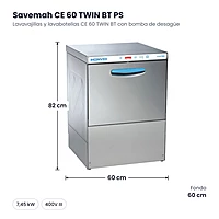 Lavavajillas y lavabotellas CE 60 TWIN BT con bomba de desagüe Savemah CE 60 TWIN BT PS – medidas