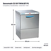 Lavavajillas y lavabotellas CE 60 TWIN BT con bomba de desagüe Savemah CE 60 TWIN BT PS