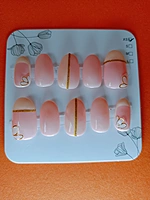 Peach Sorbet with yellow & Gold line with flower