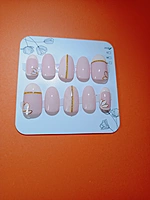 Peach Sorbet with yellow & Gold line with flower