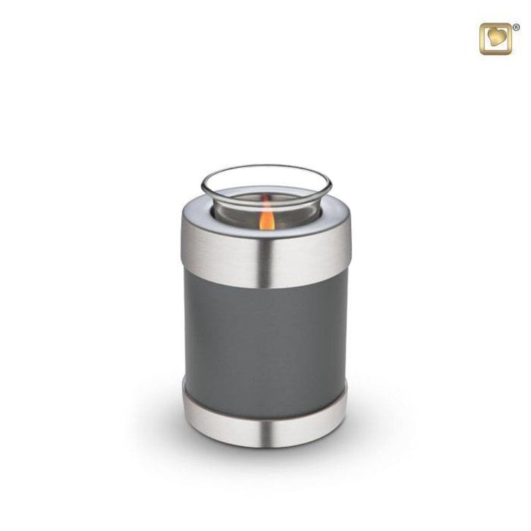 Messing kaarshouder urn grijs