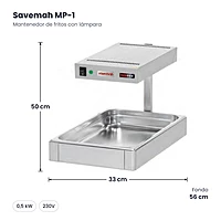 Mantenedor de fritos con lámpara Savemah MP-1 – medidas