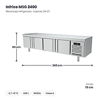 Mesa baja refrigerada con cajones 240 cm GN 1/1 Infrico MSG 2400 – medidas