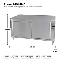 Medidas Savemah MC-1200: 120 x 70 x 95 cm
