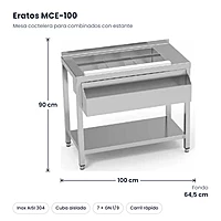 Mesa coctelera para combinados con estante 100x64,5 cm Eratos MCE-100 – medidas