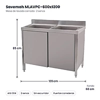 Medidas Savemah MLAVPC-600x1200: 120 x 60 x 85 cm