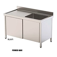 Mesa de lavado con seno, escurridor derecha y puertas 120x60 Savemah MLAVPD-600x1200