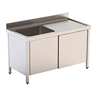 Mesa de lavado con seno, escurridor izquierda y puertas 100x60 Savemah MLAVPI-600x1000
