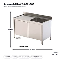 Medidas Savemah MLAVP-600x600: 60 x 60 x 85 cm