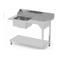 Mesa de prelavado mural con cubeta y estante 120x75 cm izquierda Eratos MP-120I