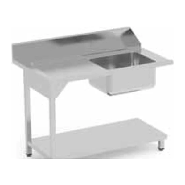 Mesa de prelavado mural con cubeta y estante 80x75 cm derecha Eratos MP-80D