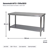 Medidas Savemah MTC-700x1800: 180 x 70 x 85 cm