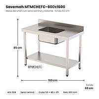 Medidas Savemah MTMCHEFC-600x1600: 160 x 60 x 85 cm
