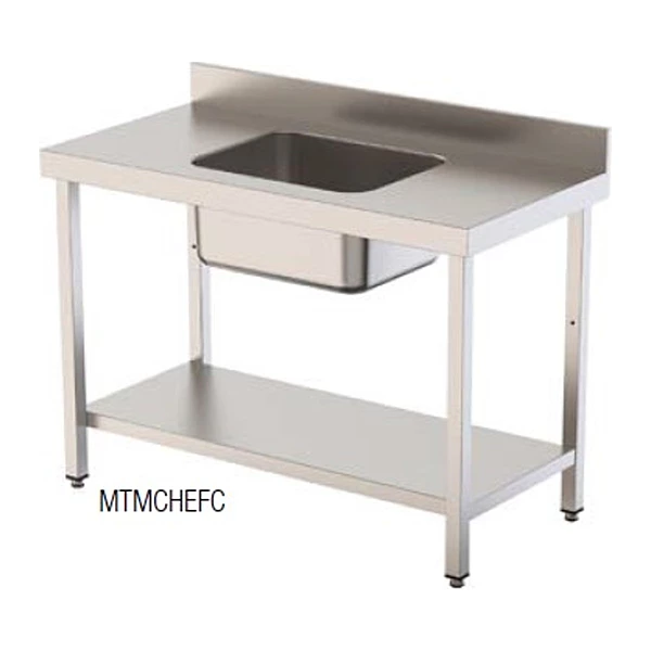 Mesa mural con seno central y estante 160x60 Savemah MTMCHEFC-600x1600