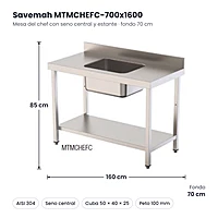 Medidas Savemah MTMCHEFC-700x1600: 160 x 70 x 85 cm