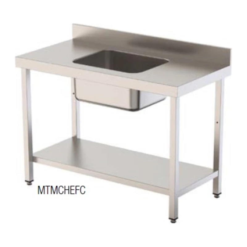 Mesa mural con seno central y estante 160x70 Savemah MTMCHEFC-700x1600