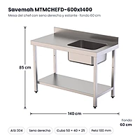 Medidas Savemah MTMCHEFD-600x1400: 140 x 60 x 85 cm