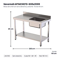 Medidas Savemah MTMCHEFD-600x2000: 200 x 60 x 85 cm