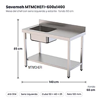 Medidas Savemah MTMCHEFI-600x1400: 140 x 60 x 85 cm