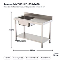 Medidas Savemah MTMCHEFI-700x1400: 140 x 70 x 85 cm