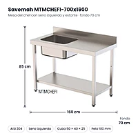 Medidas Savemah MTMCHEFI-700x1600: 160 x 70 x 85 cm