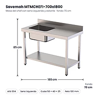 Medidas Savemah MTMCHEFI-700x1800: 180 x 70 x 85 cm