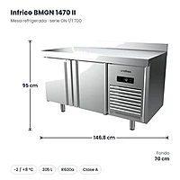 Mesa refrigerada 147 cm 2 puertas GN 1/1 Infrico BMGN 1470 II – medidas