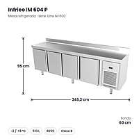 Mesa refrigerada 245 cm 4 puertas Infrico IM 604 P – medidas