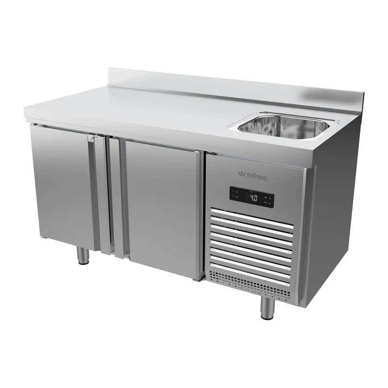 Mesa refrigerada con fregadero 147 cm 2 puertas GN 1/1 Infrico BMGN 1470 F