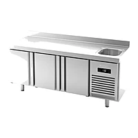 Mesa refrigerada con fregadero 196 cm 3 puertas GN 1/1 Infrico BMGN 1960 F