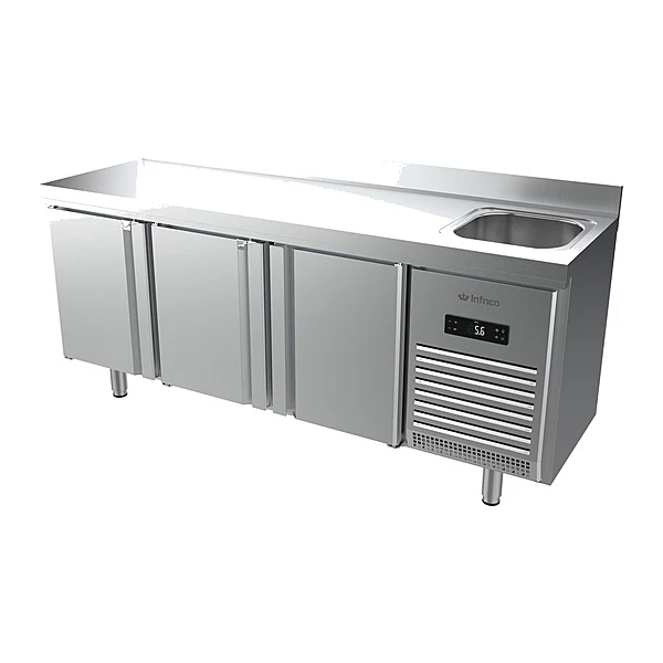 Mesa refrigerada con fregadero 196 cm 3 puertas Infrico BMPPF 2000 II