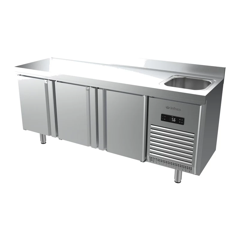 Mesa refrigerada con fregadero 196 cm 3 puertas Infrico BMPPF 2000 II
