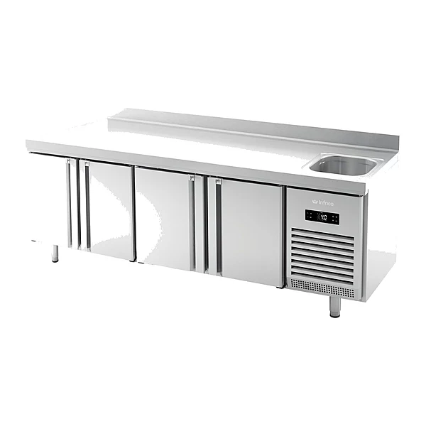 Mesa refrigerada con fregadero 245 cm 4 puertas GN 1/1 Infrico BMGN 2450 F